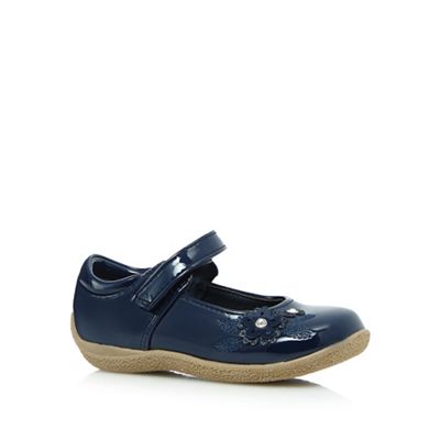 bluezoo Girls' navy applique flower shoes